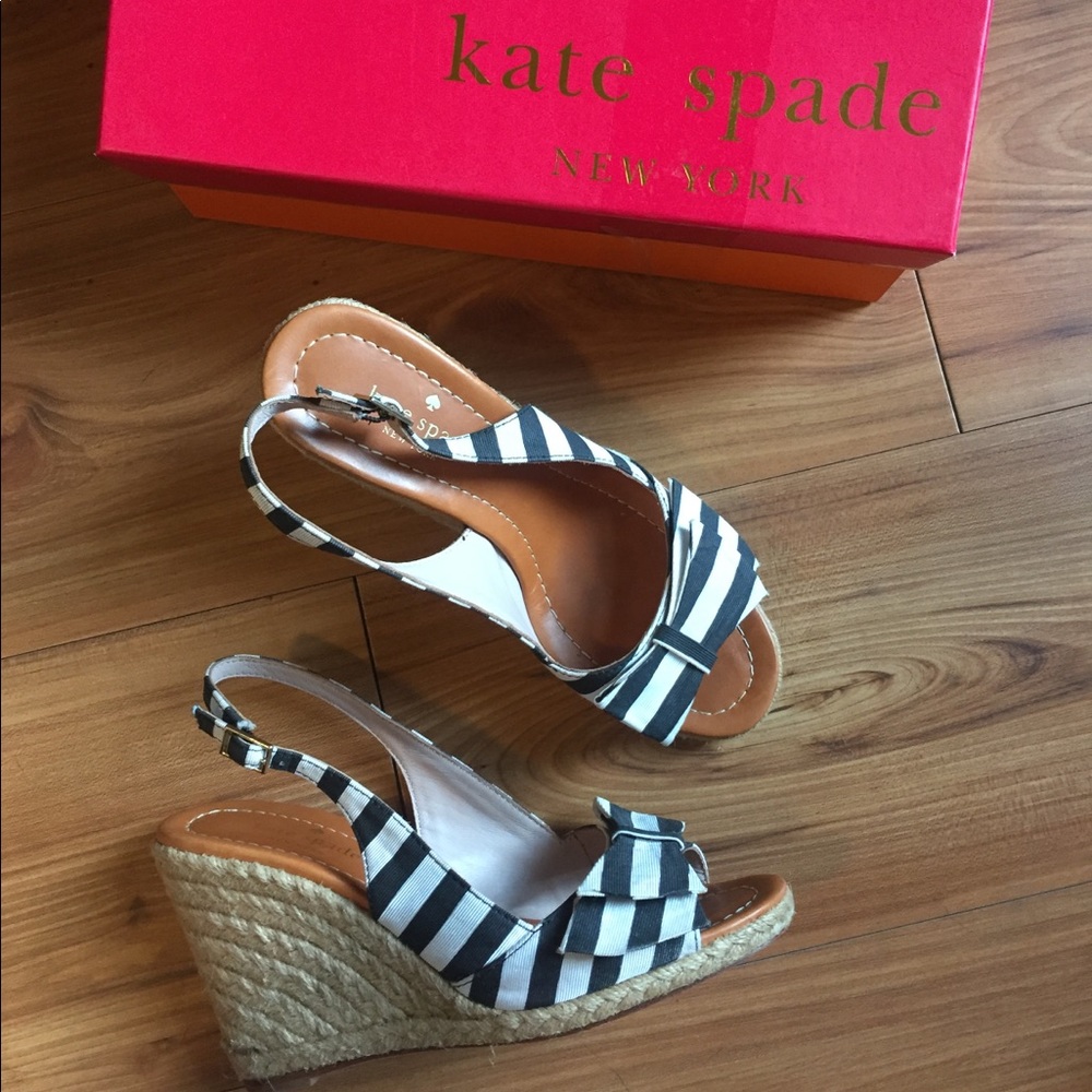kate spade boardwalk striped wedges